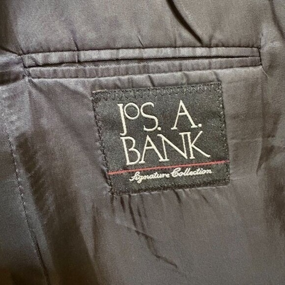 Jos A Bank Signature Collection Mens 40R 100% Wool Blazer Sport Jacket Black - Picture 4 of 14